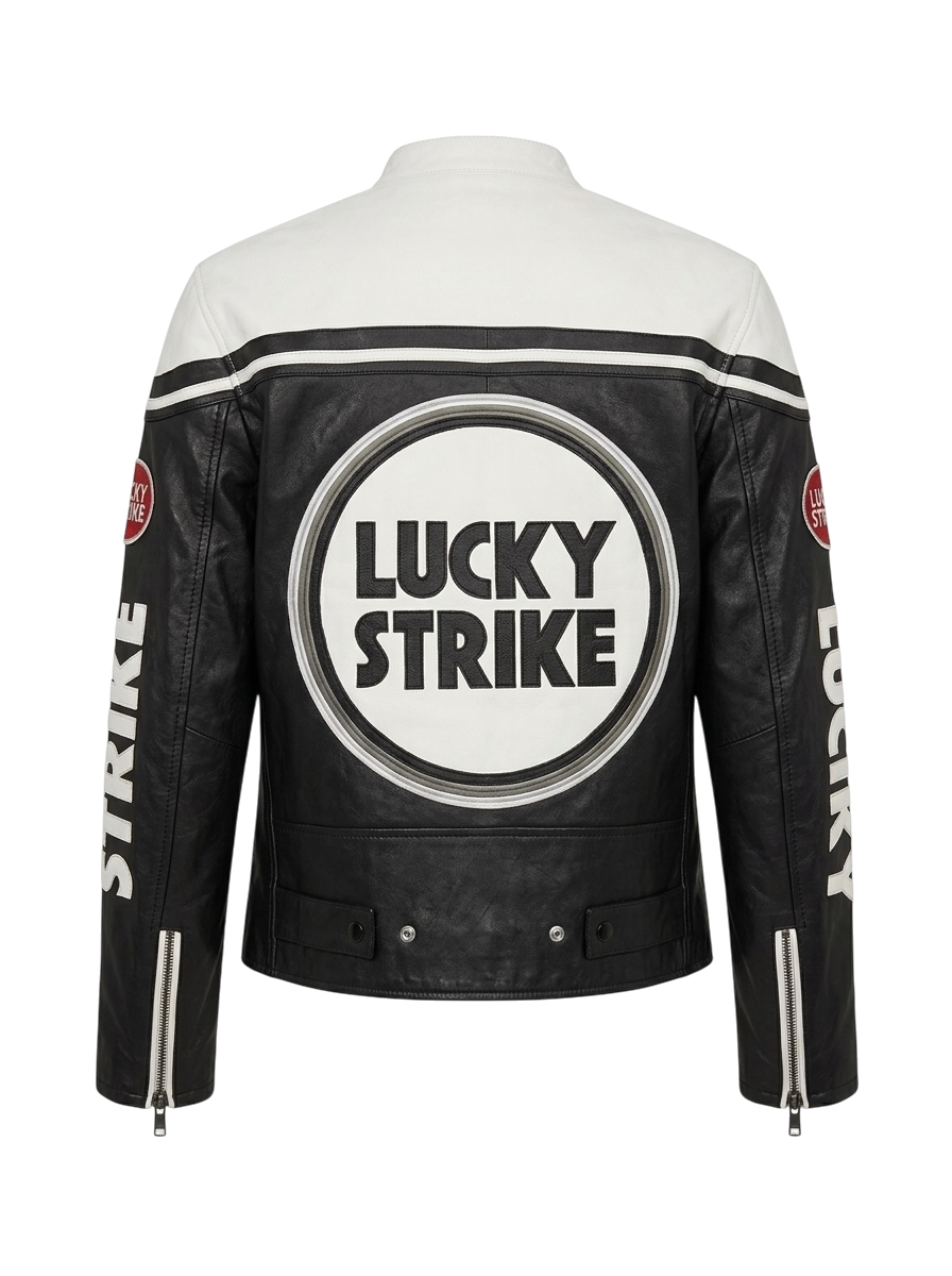 LUCKY STRIKE WHITE LEATHER JACKETH