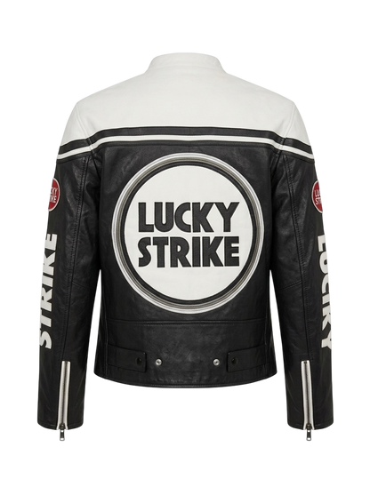 LUCKY STRIKE WHITE LEATHER JACKETH